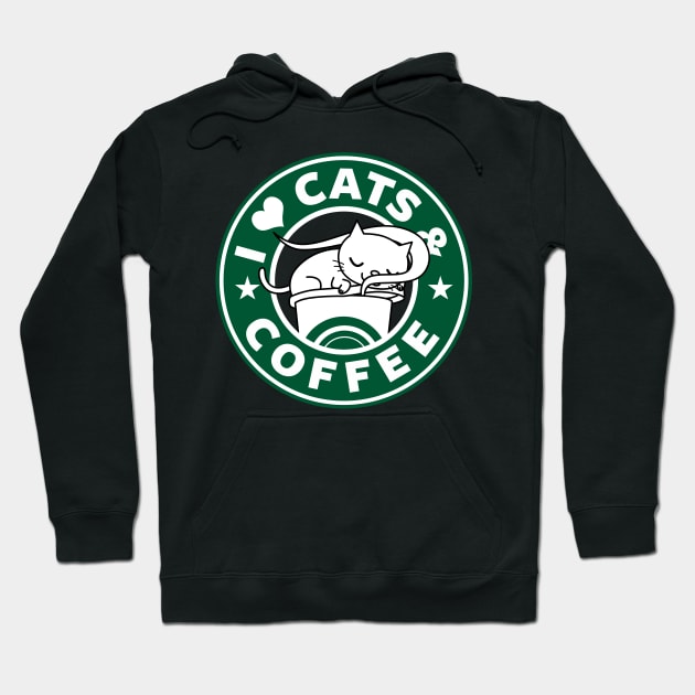 I Love Cats And Coffee Cute Cat Lover And Coffee Drinker Gift Hoodie by Originals By Boggs